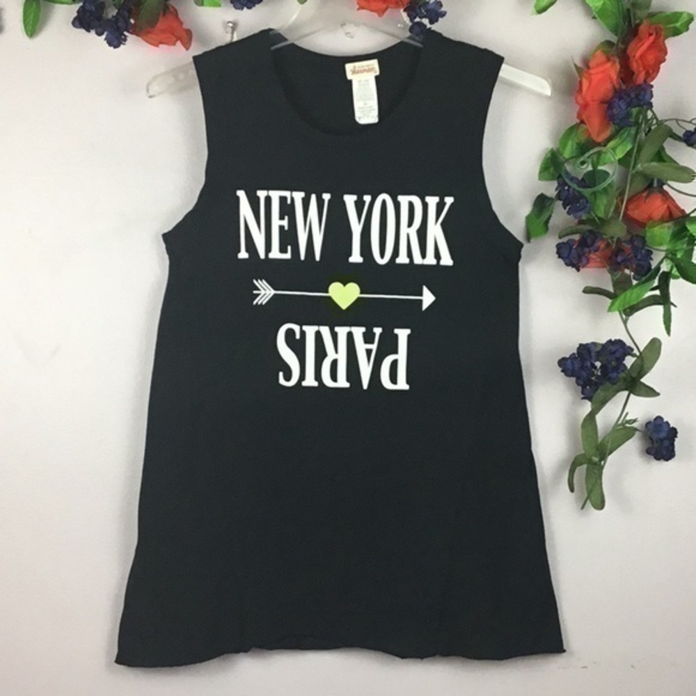 TEN SIXTY SHERMAN NEW YORK PARIS Graphic Bohemian Boho Tee Tank Shirt Size Small